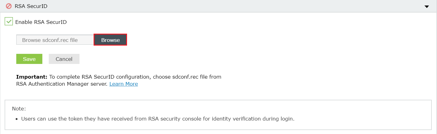 Two-factor Authentication RSA verification